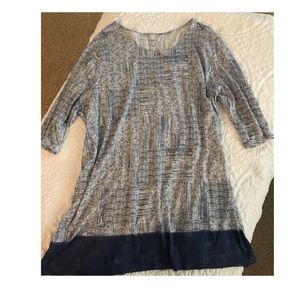 J Jill - Pure Jill Indigo and White Tunic